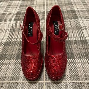 Red Glitter Platform Heels